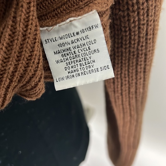 Majora Knit Front Lace Up Brown Sweater Size XL - Picture 4 of 8
